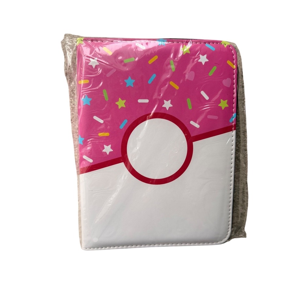 Pink Donut Sprinkle 4-Pocket Trading Card Binder Zippered